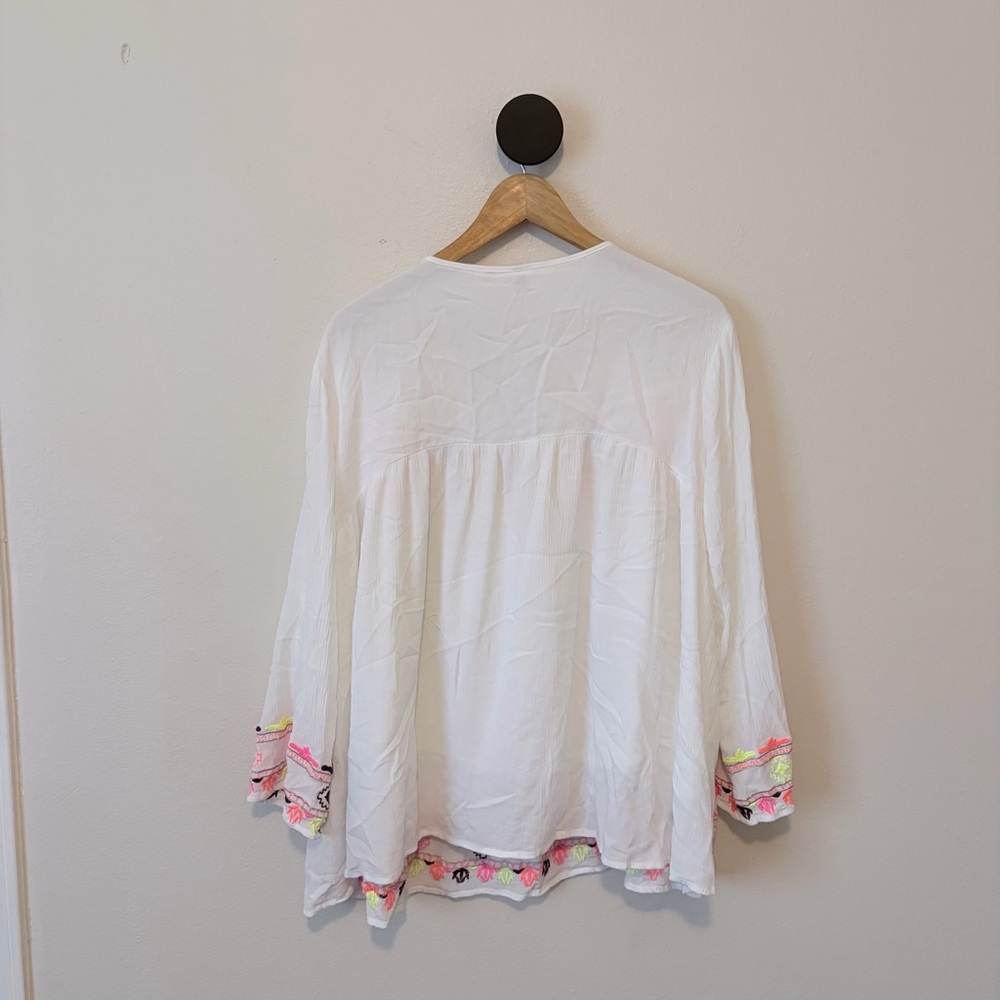 RAGA Embroidered Boho Tunic Top White Size Large - Picture 6 of 6